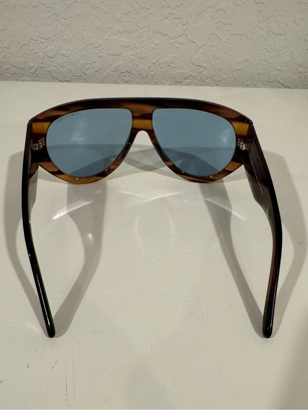Tom Ford Bronson Tortoiseshell Sunglasses with blue lens